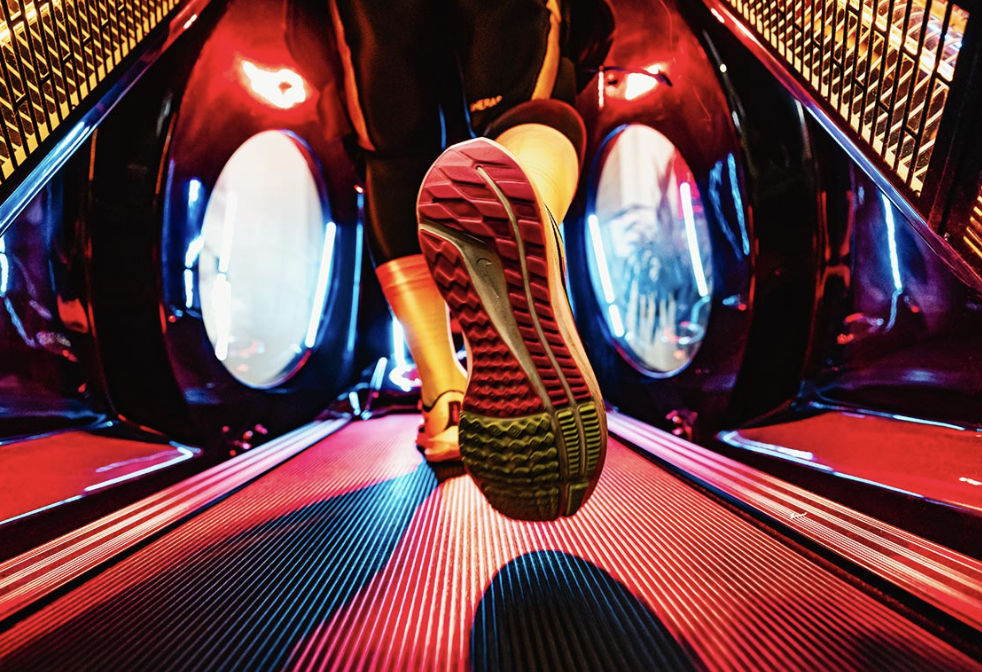 Interno del Vacum durante l'allenamento sul tapis roulant